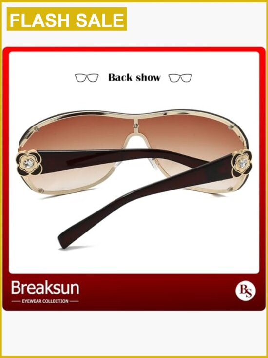 Oversized Y2K Wrap Around Shield Sunglasses Trendy Rimless Shades main image 5